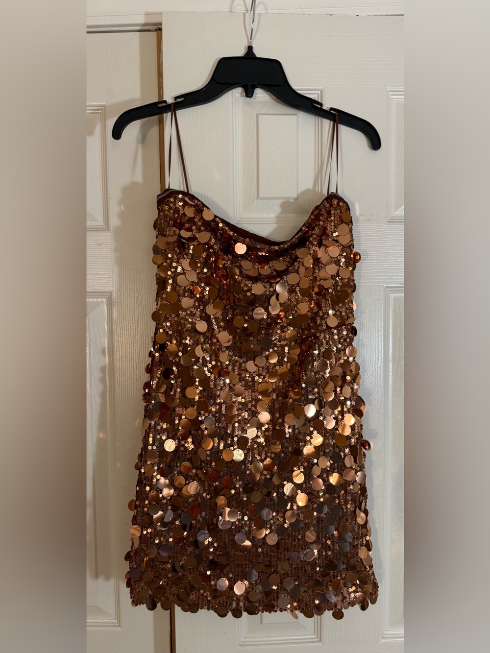 Emprada Bronze Rose Gold Sequin Mini Dress M